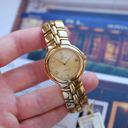 Vintage Zenith Acropolis 90s Golden Roman Guilloche Dial - NOS