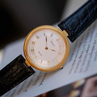 Vintage Orient Dress Watch Guilloche Dial Golden 80s Mint