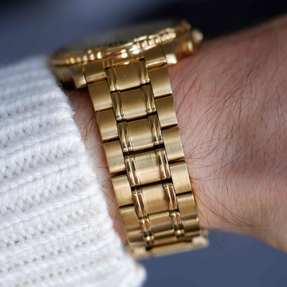 Vintage Citizen Chronograph WR100 80s Gold White Dial Quartz NOS