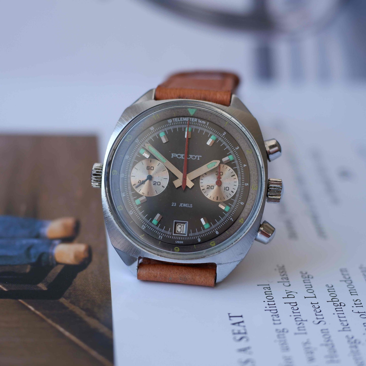 Vintage Poljot Chronograph Telemeter Dial 23 Jewels Mechanical 70s