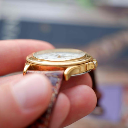 Vintage Pryngeps Automatic Italien Day-Date Watch 90s Gold Roman Dial 25 Jewels