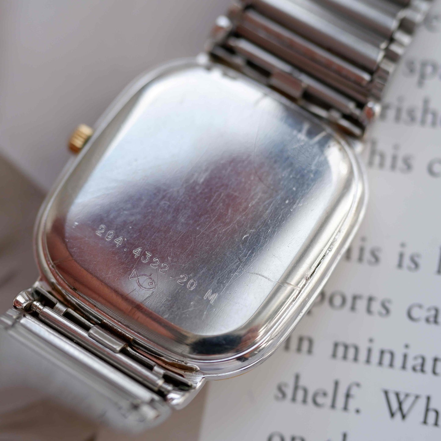 Vintage Eterna Tank Watch Two-Tone Champagne Dial Swiss Made 80s