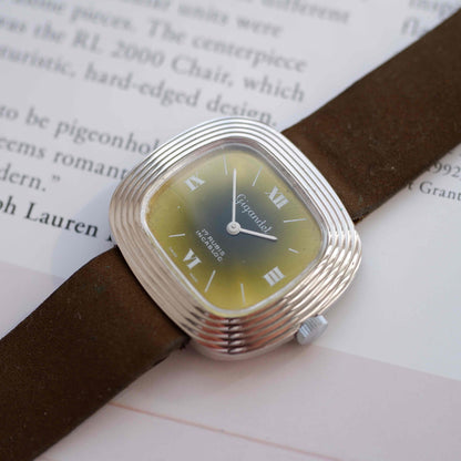 Vintage Gigandet Mechanical 70s Textured TV Case Green Dial Swiss Mint