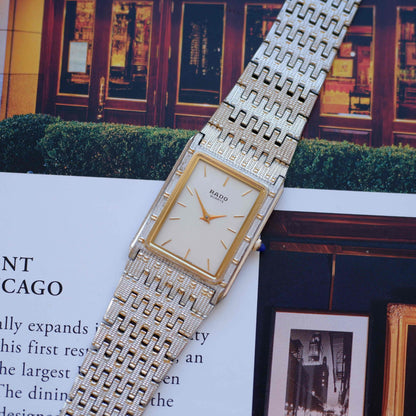 Vintage Rado Tank 80s Two-Tone Bamboo Bracelet Quartz – Ultra Rare