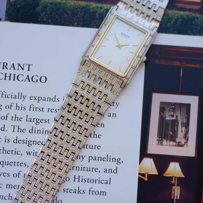 Vintage Rado Tank 80s Two-Tone Bamboo Bracelet Quartz – Ultra Rare