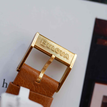 Vintage Bulova Longchamp 80s Sparkling Champagne Dial Octagonal Case NOS