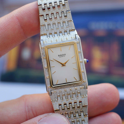 Vintage Rado Tank 80s Two-Tone Bamboo Bracelet Quartz – Ultra Rare