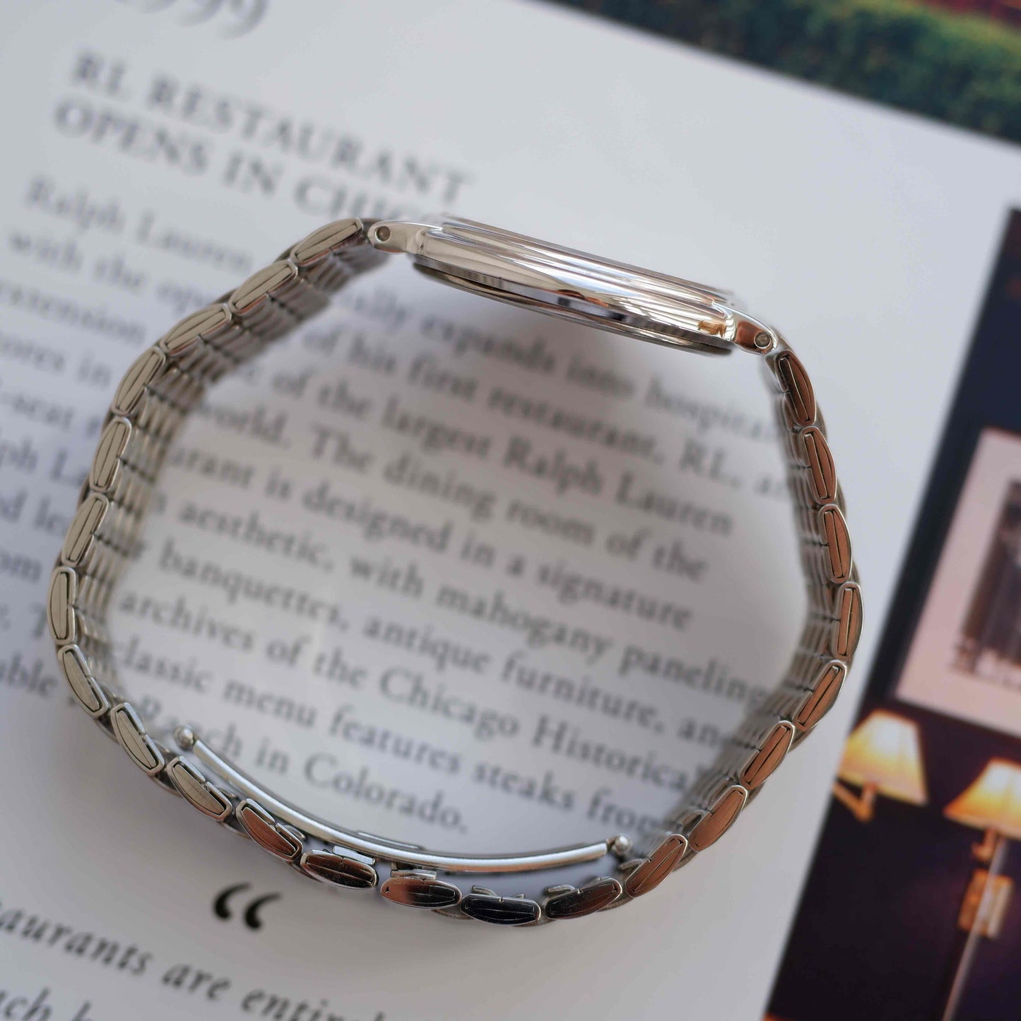 Vintage Seiko Quartz Blue Roman Dial Watch Gold Accents 90s Classic NOS