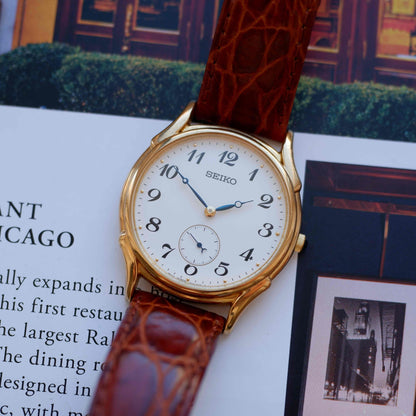 Vintage Seiko Small Seconds 90s Gold Breguet Style White Dial – NOS