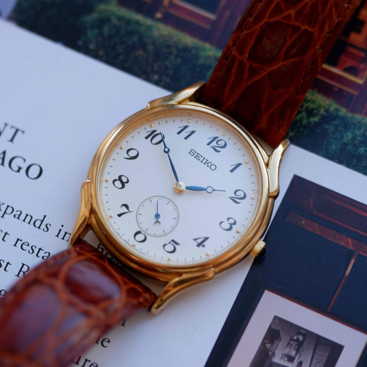 Vintage Seiko Small Seconds 90s Gold Breguet Style White Dial – NOS