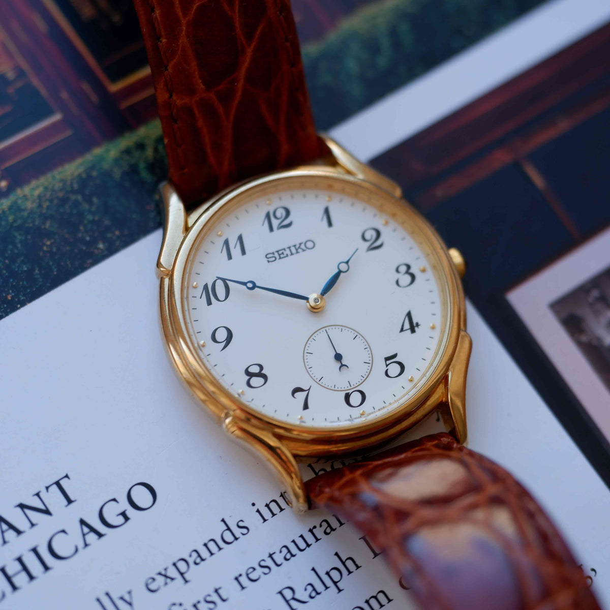 Vintage Seiko Small Seconds 90s Gold Breguet Style White Dial – NOS