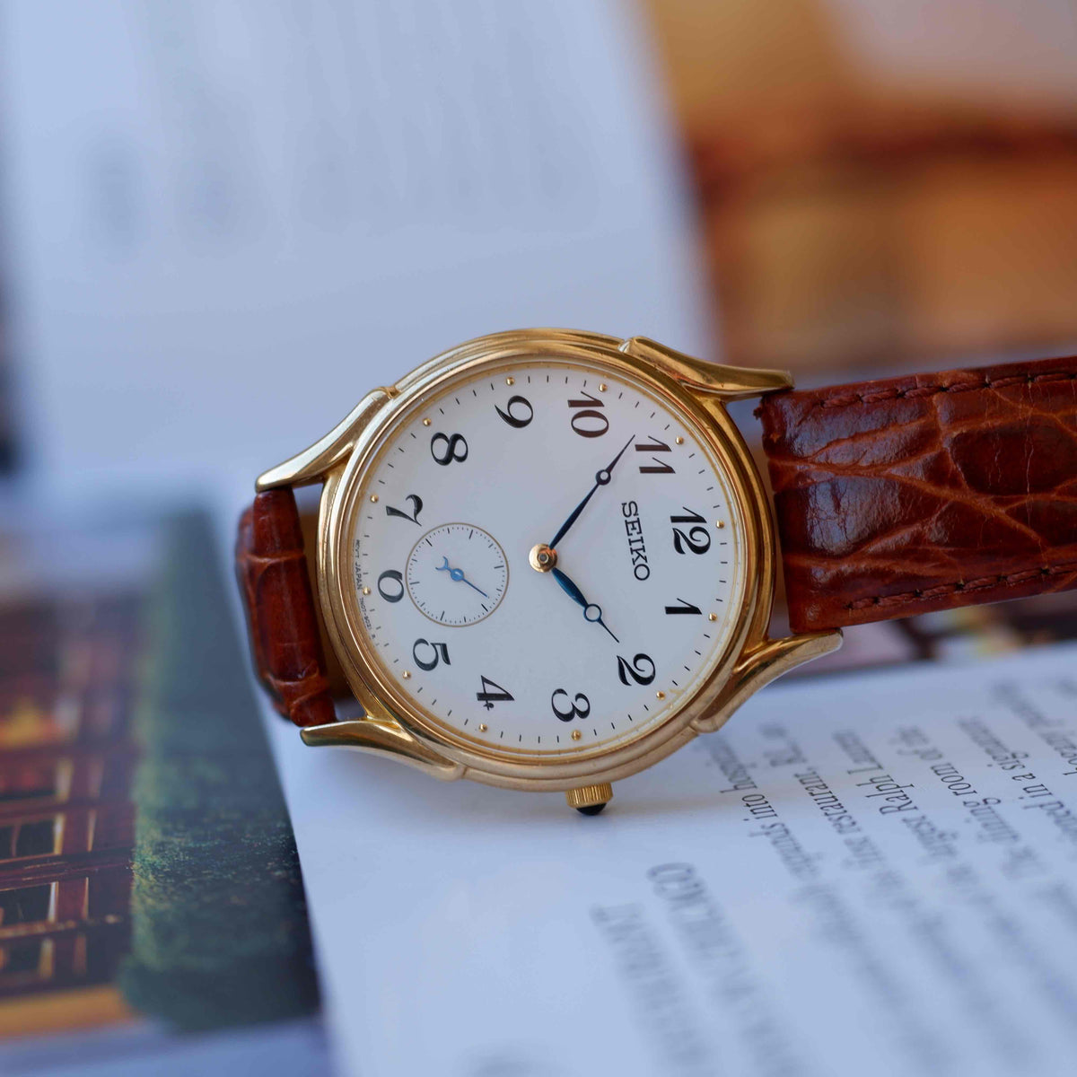 Vintage Seiko Small Seconds 90s Gold Breguet Style White Dial – NOS