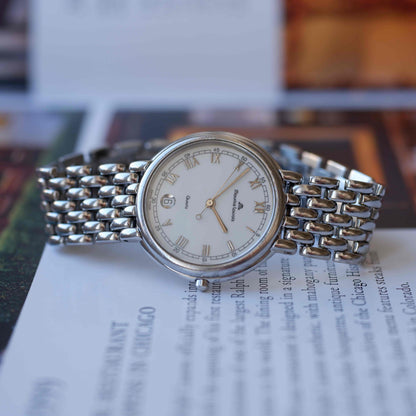 Vintage Maurice Lacroix 90s White Roman Dial Quartz Beads of Rice