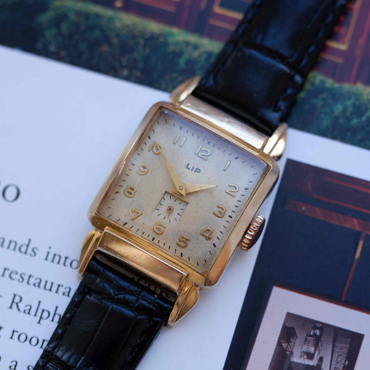 Vintage LIP Tank Small Seconds 50s Gold Mechanical Patina Dial