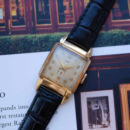 Vintage LIP Tank Small Seconds 50s Gold Mechanical Patina Dial