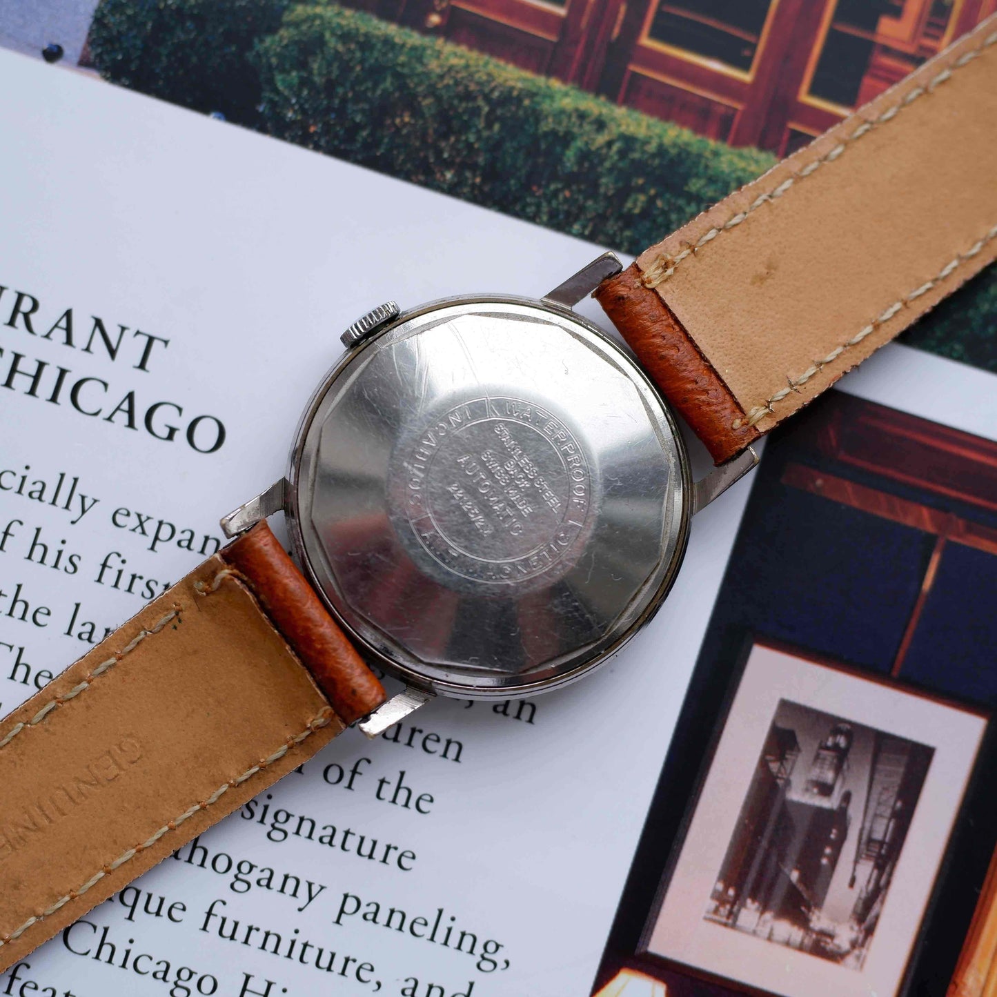 Vintage Alsi Suisse Automatic Watch 60s Sunburst Silver Dial Date