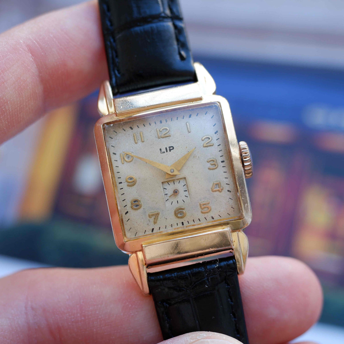 Vintage LIP Tank Small Seconds 50s Gold Mechanical Patina Dial