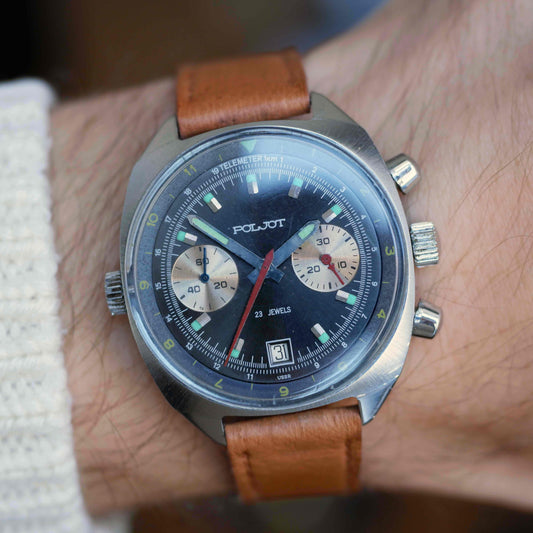 Vintage Poljot Chronograph Telemeter Dial 23 Jewels Mechanical 70s