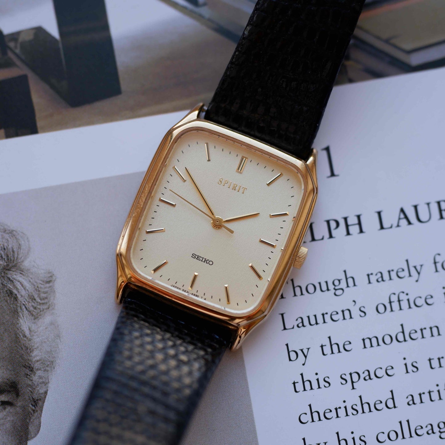 Vintage Seiko Tank 90s Gold Cloud Dial Quartz