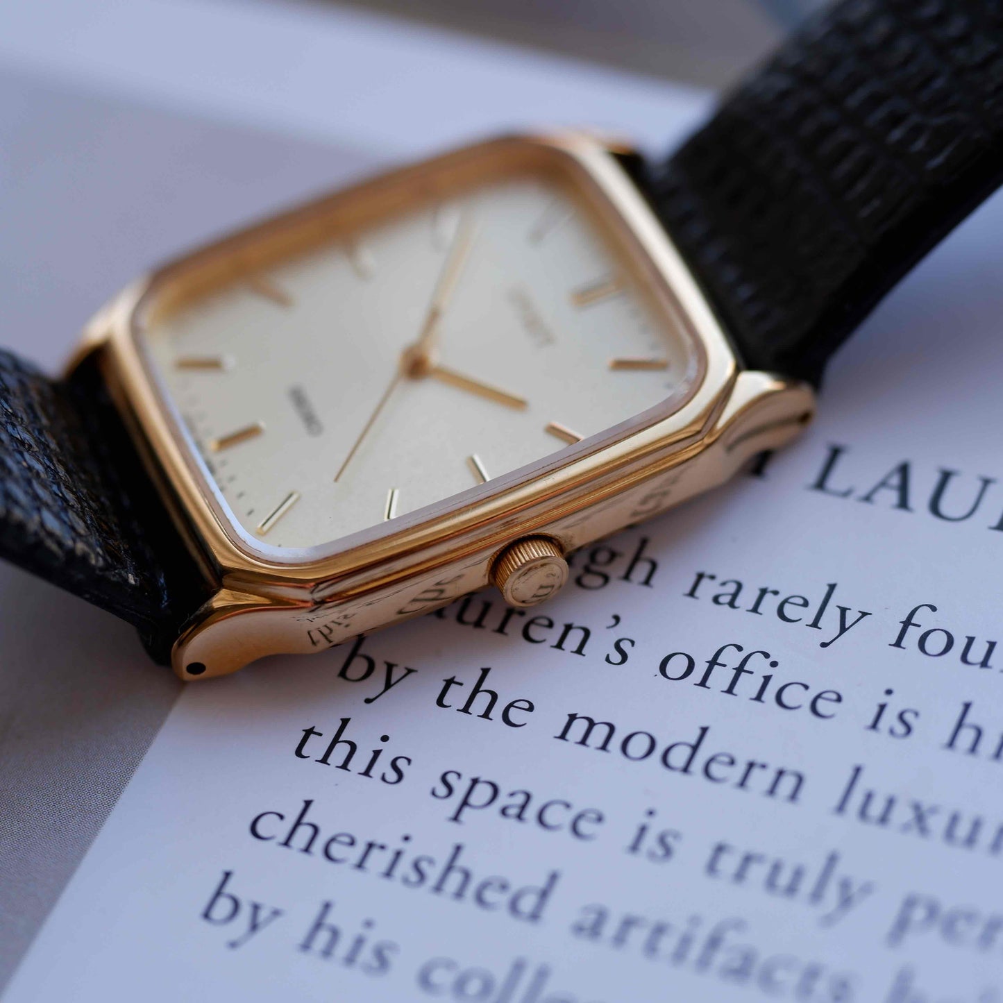 Vintage Seiko Tank 90s Gold Cloud Dial Quartz