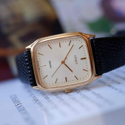 Vintage Seiko Tank 90s Gold Cloud Dial Quartz