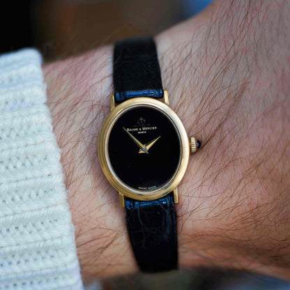 Vintage Baume & Mercier Ellipse Cal. BM777 Black Onyx Dial 70s Near NOS