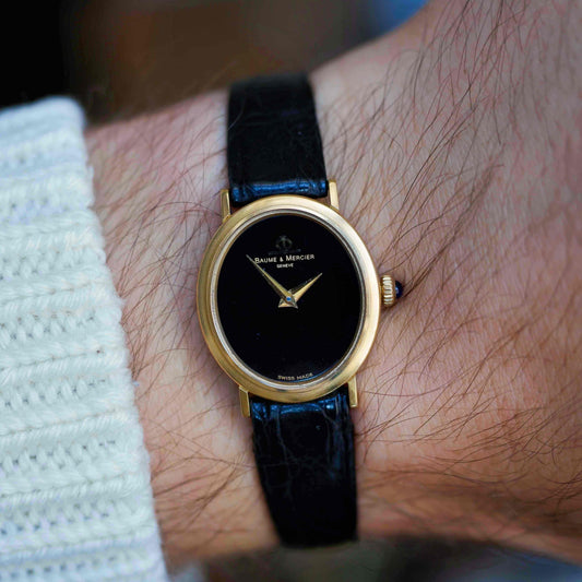 Vintage Baume & Mercier Ellipse Cal. BM777 Black Onyx Dial 70s Near NOS