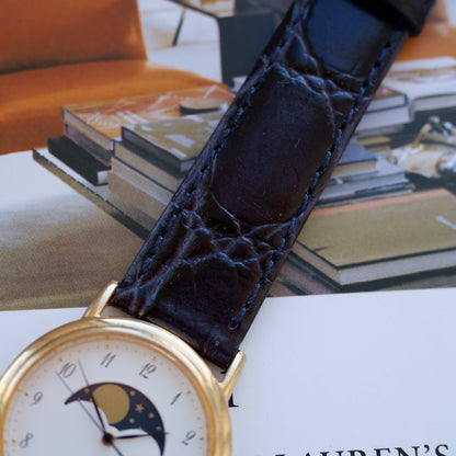 Vintage Orient Chandor Moon Phase Dress Watch 90s Gold Quartz