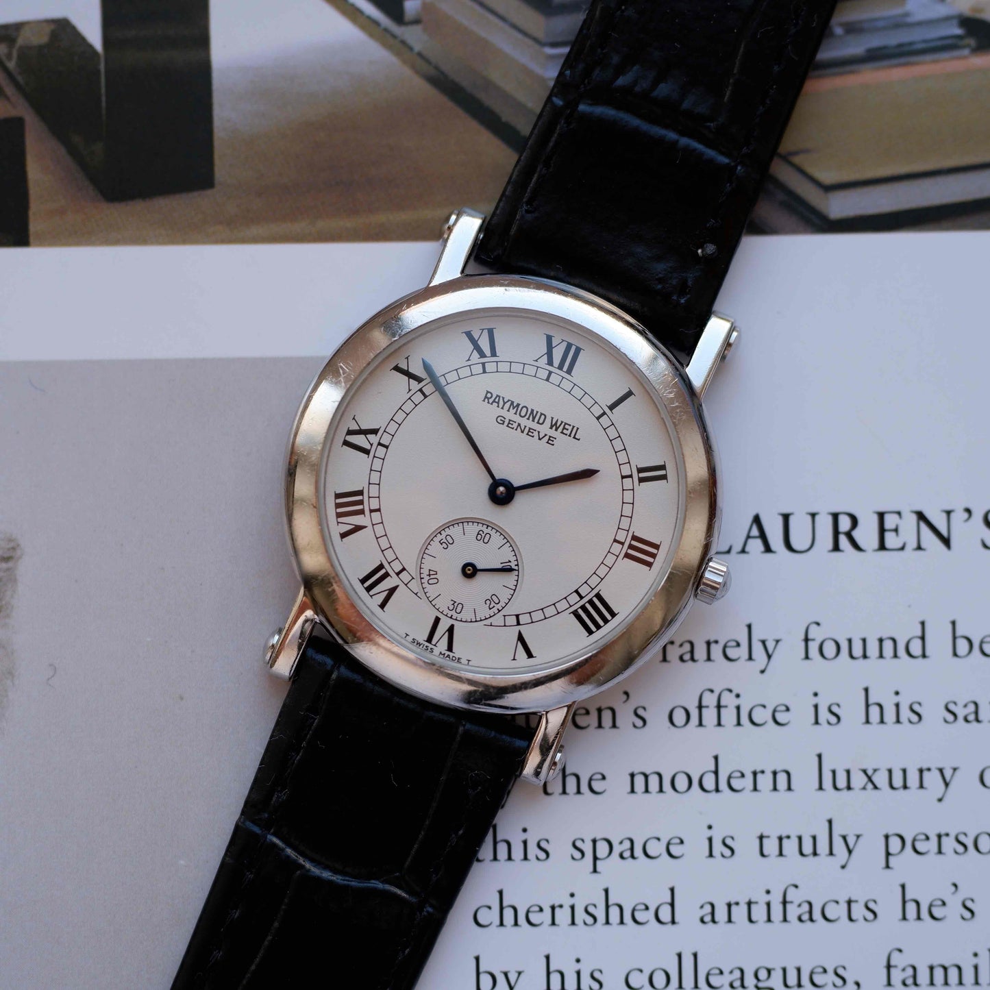 Vintage Raymond Weil Small Seconds Silver White Roman Dail