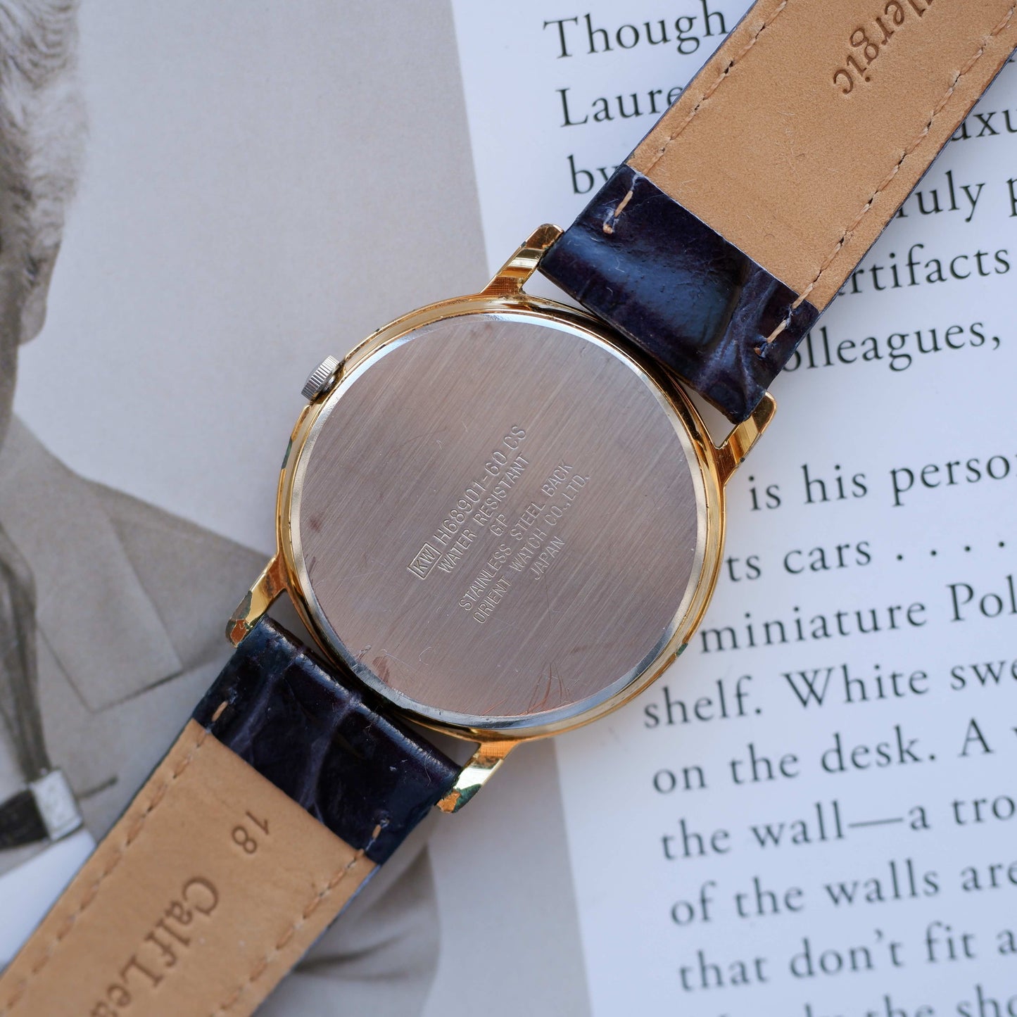 Vintage Orient Chandor Moon Phase Dress Watch 90s Gold Quartz