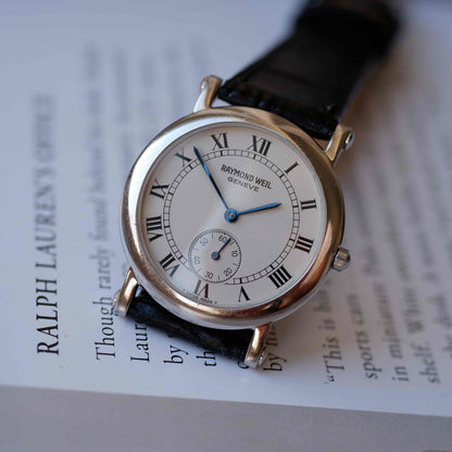 Vintage Raymond Weil Small Seconds Silver White Roman Dail