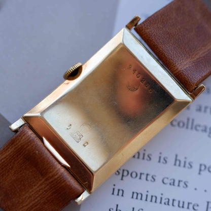 Vintage IWC Tank 14k Gold Watch 30s Mechanical Small Second White Dial
