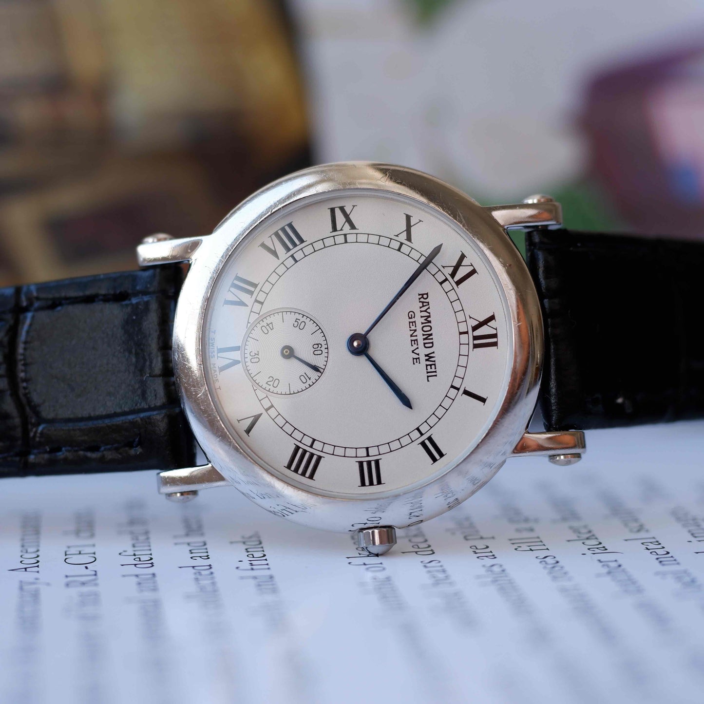 Vintage Raymond Weil Small Seconds Silver White Roman Dail