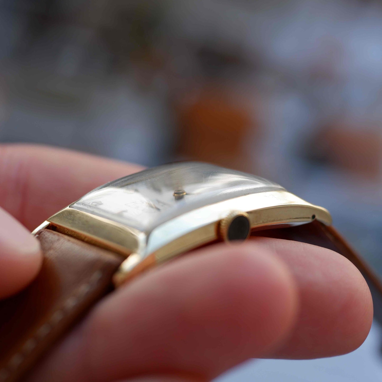 Vintage IWC Tank 14k Gold Watch 30s Mechanical Small Second White Dial