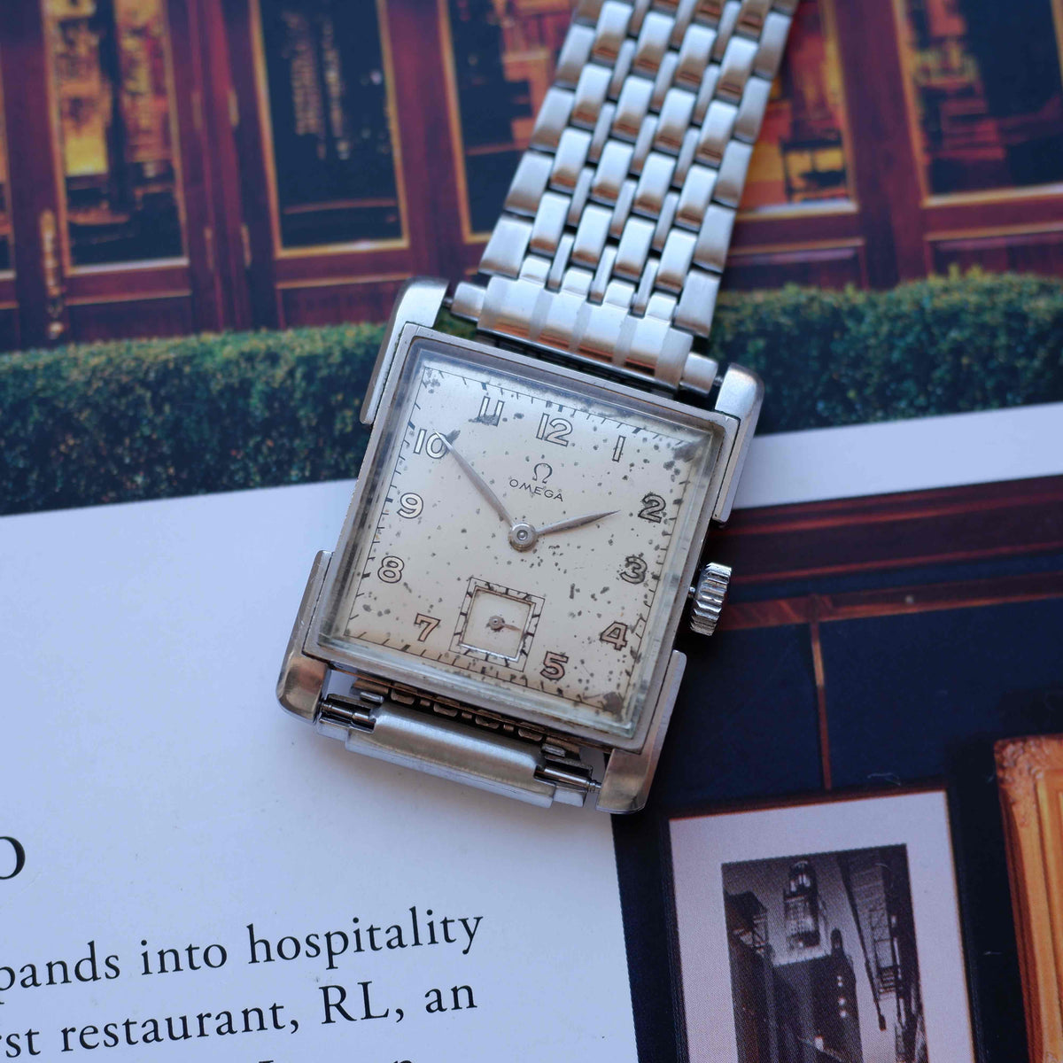 Vintage Omega Tank Watch 40s Small Seconds Steel Arabic Dial Mechanical