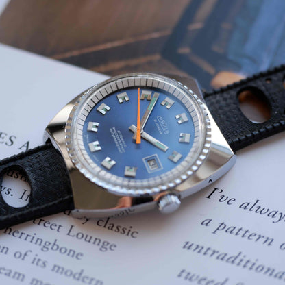 Vintage Misalla 70s Diver Automatic Cushion Case Blue Sunburst Dial MINT