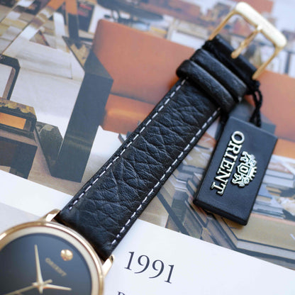 Vintage Orient Black Dial with Date Quartz from the 80s NOS