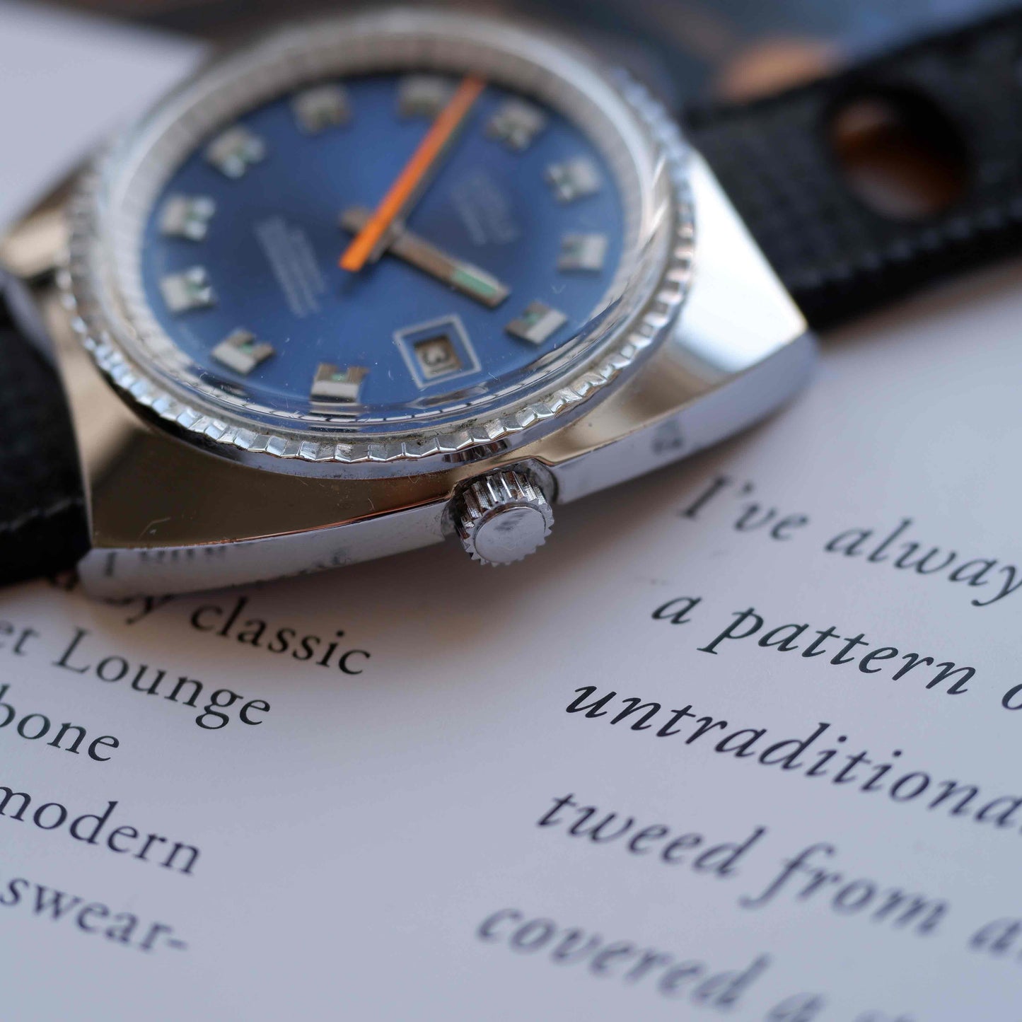 Vintage Misalla 70s Diver Automatic Cushion Case Blue Sunburst Dial MINT