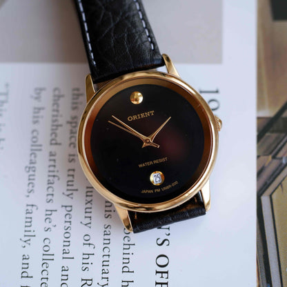 Vintage Orient Black Dial with Date Quartz from the 80s NOS