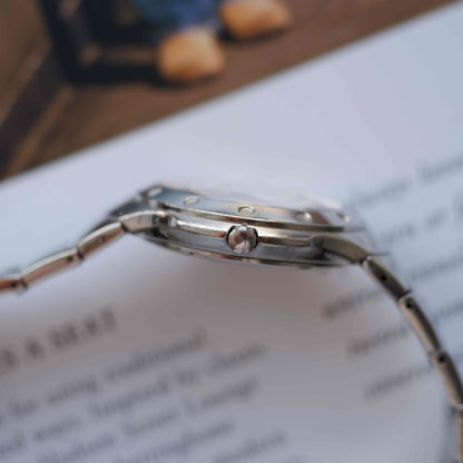 Vintage Seiko Premier Kinetic Auto Relay 100M Watch White Dial Japan