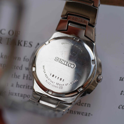 Vintage Seiko Premier Kinetic Auto Relay 100M Watch White Dial Japan