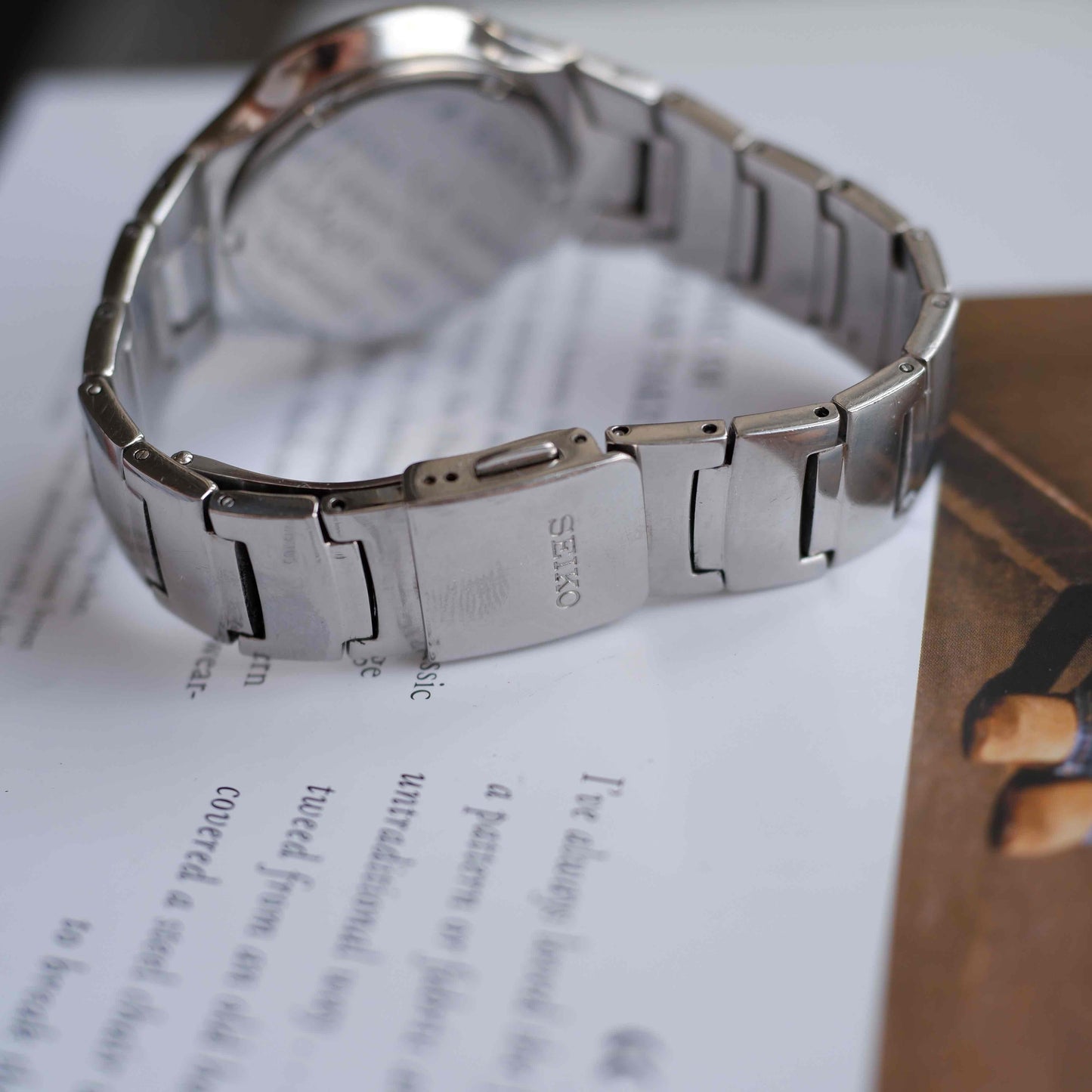 Vintage Seiko Premier Kinetic Auto Relay 100M Watch White Dial Japan