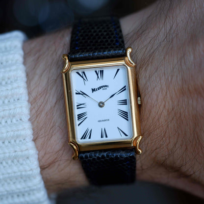 Vintage Missouri 1839 Tank Watch 90s Gold Art Deco Roman Dial - NOS