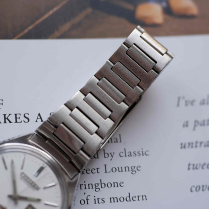 Vintage Citizen Automatic Watch 70s Silver White Dial 21 Jewels Day-Date