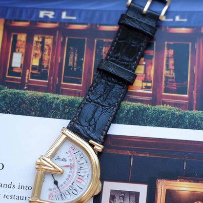 Vintage Jean D'Eve Sectora Watch Art Deco 80s Gold White Dial