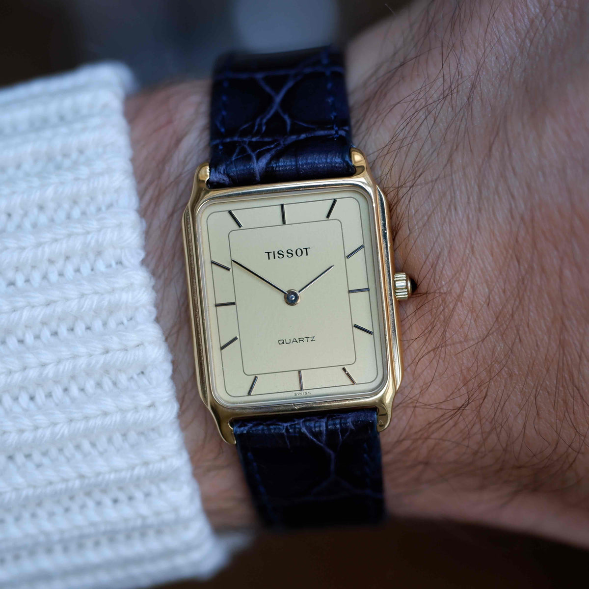 Vintage Tissot Tank 80s Gold Champagne Dial Swiss Quartz - Mint