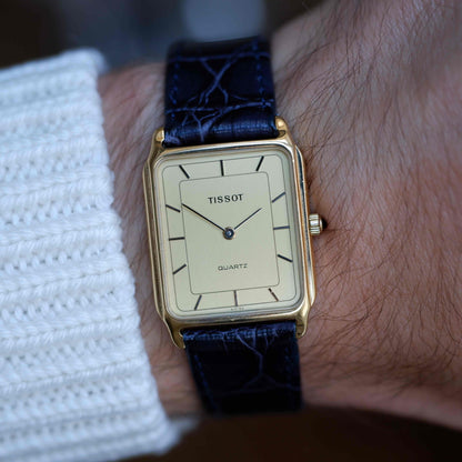 Vintage Tissot Tank 80s Gold Champagne Dial Swiss Quartz - Mint