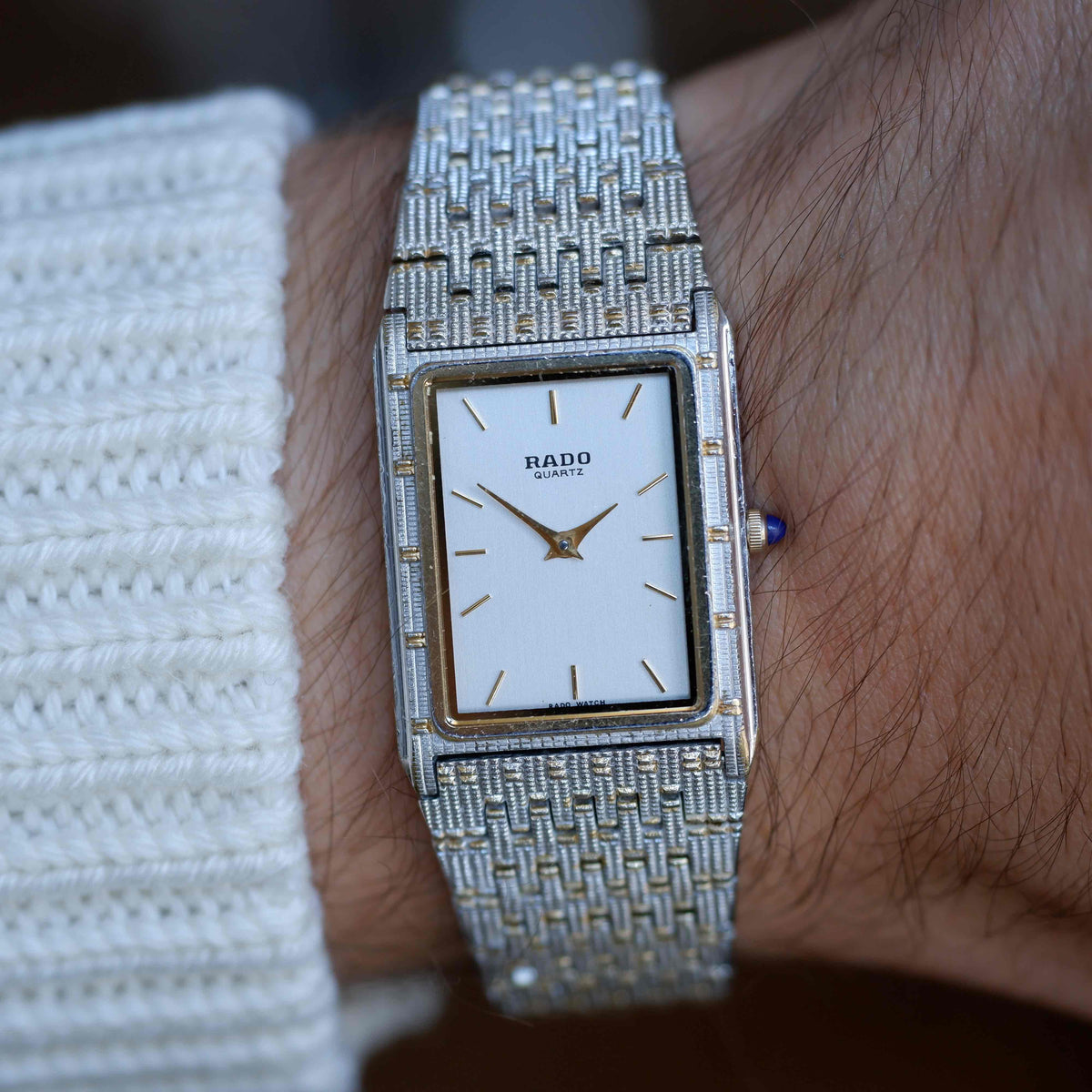 Vintage Rado Tank 80s Two-Tone Bamboo Bracelet Quartz – Ultra Rare