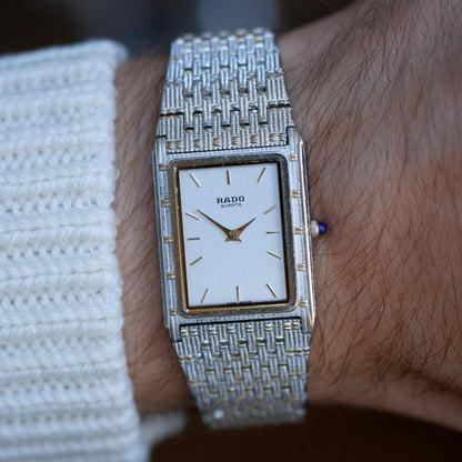 Vintage Rado Tank 80s Two-Tone Bamboo Bracelet Quartz – Ultra Rare