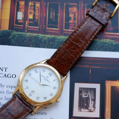 Vintage Michel Herbelin Classic Arabic Numerals Dial with Date 90s Golden